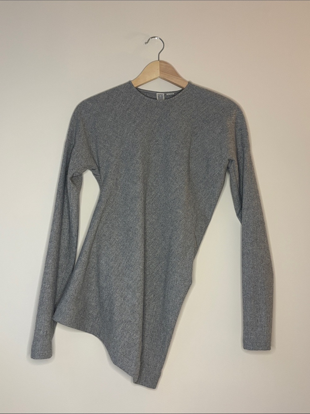 Toteme Gray Crewneck Long Sleeve Knit Top